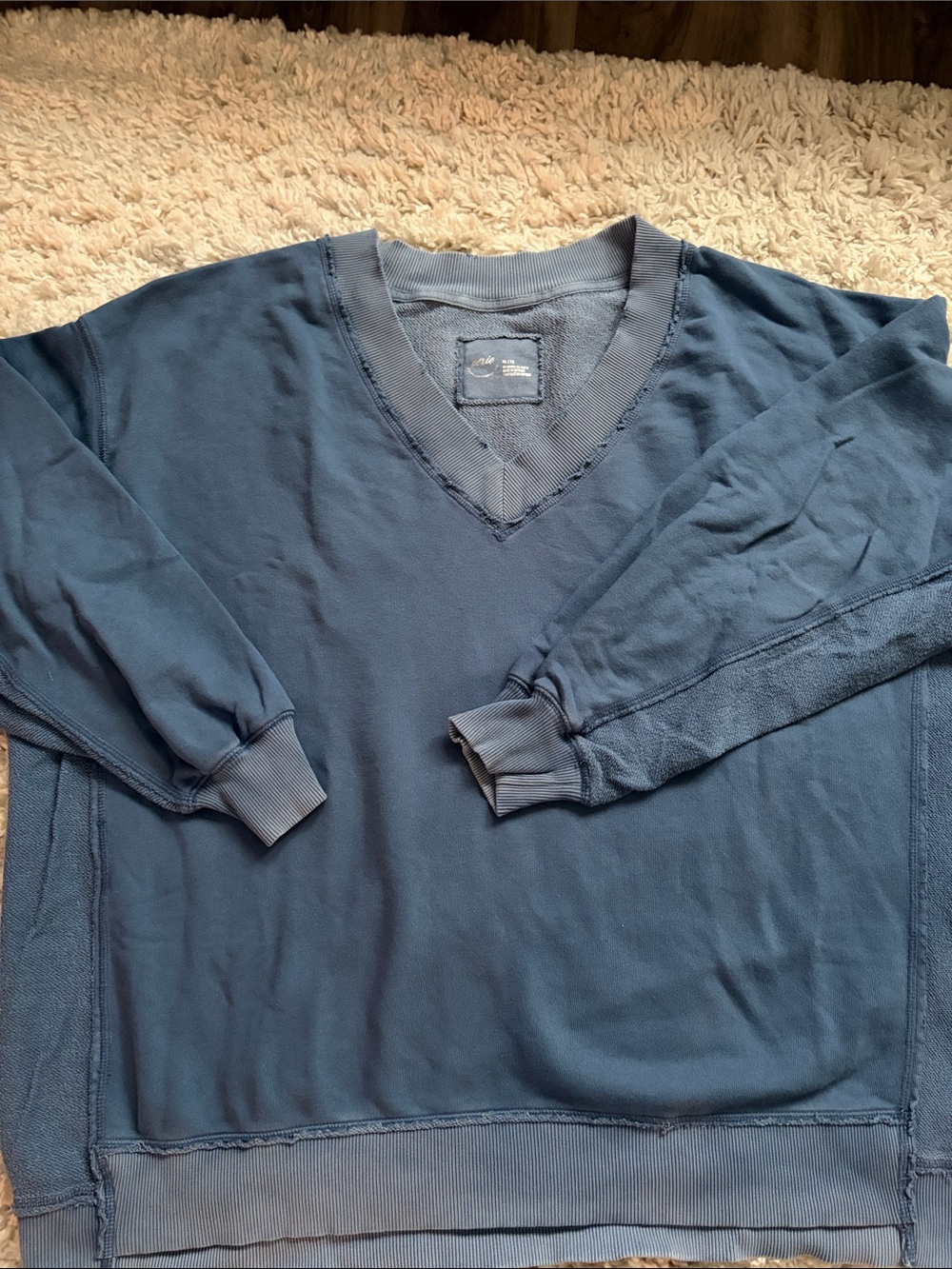 Aerie V-Neck Long Sleeve Sweatshirt - Blue